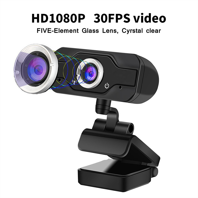 HD 1080P Webcam PC Laptop Web Camera,110° Wide-Angle con USB 2.0 Video Recorder Live Broadcast Camera Building-in Microphone